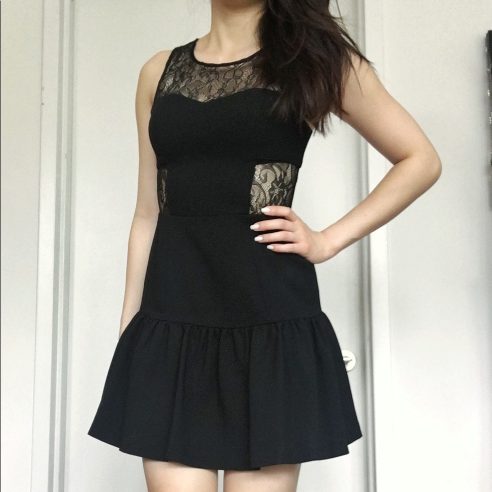 BCBGeneration Lace Cutout Drop Waist Dress
